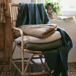 L'EFFET PAPILLON Plaid canapé matière recyclée (130 x 160 cm) Gabin Camel Discount