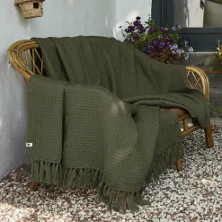 L'EFFET PAPILLON Plaid canapé matière recyclée (180 x 220 cm) Gabin thym Vert Clearance