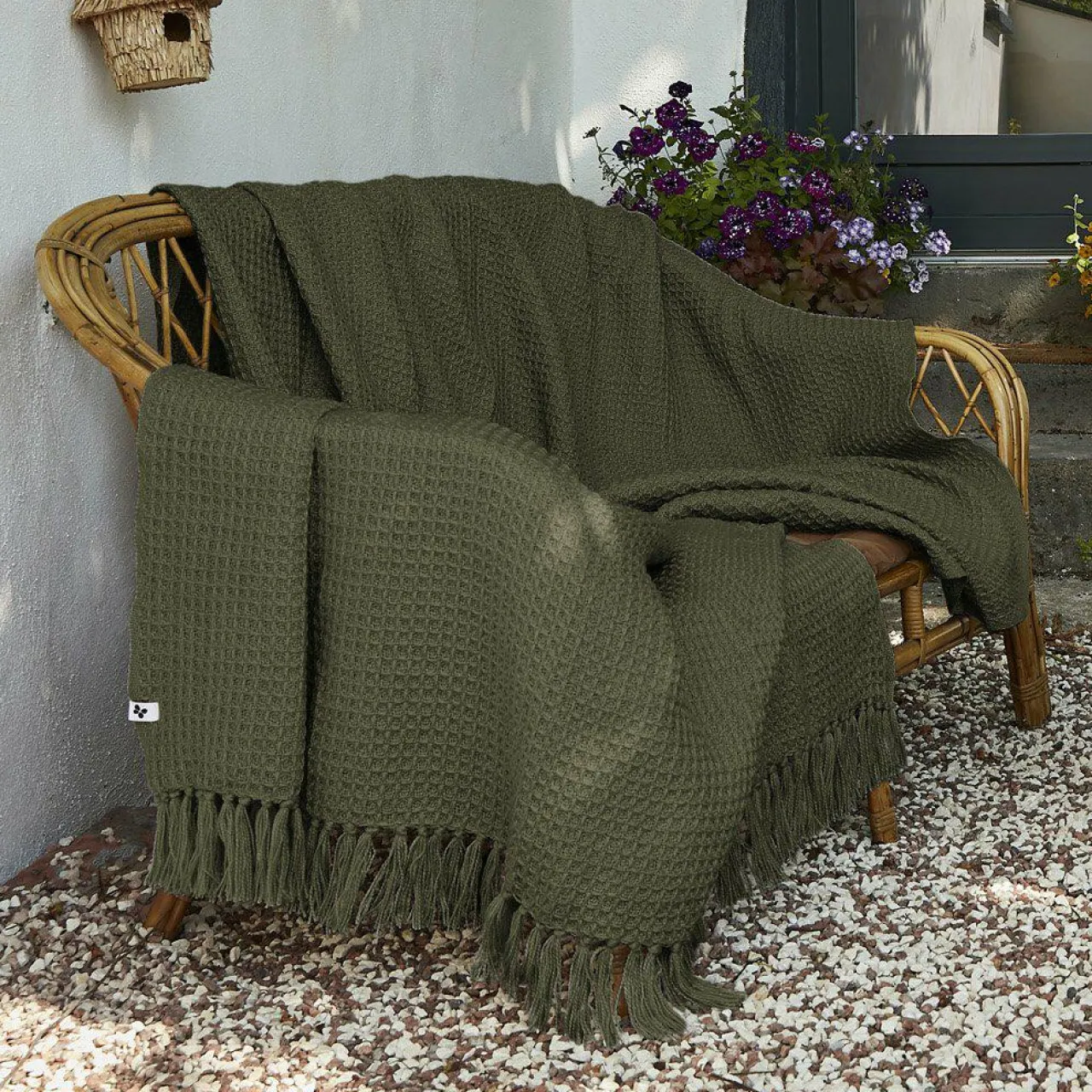 L'EFFET PAPILLON Plaid canapé matière recyclée (180 x 220 cm) Gabin thym Vert Clearance