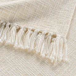 douceur d'intu017drieur Plaid coton doux (125 x 150 cm) Ziggy Ecru Clearance