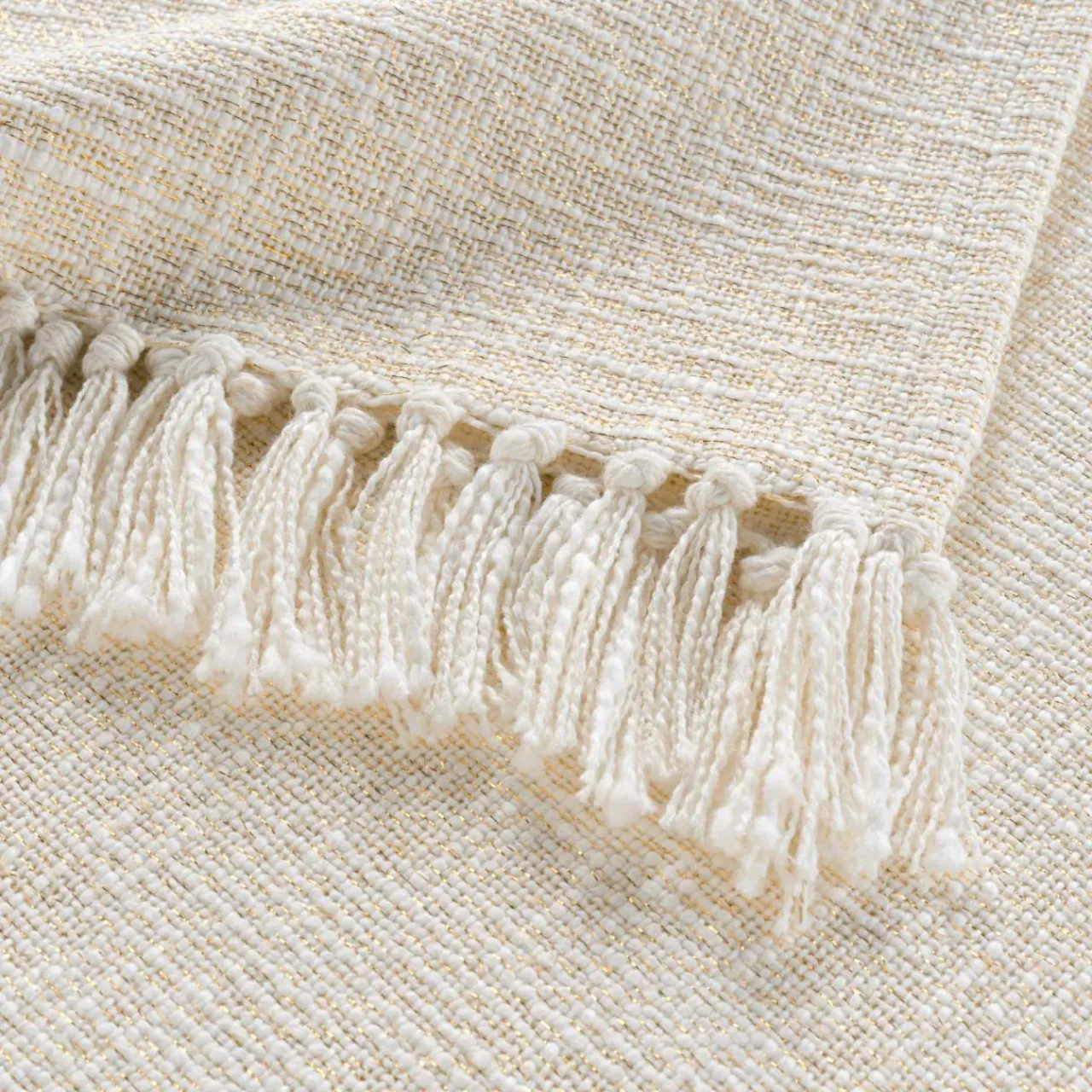 douceur d'intu017drieur Plaid coton doux (125 x 150 cm) Ziggy Ecru Clearance