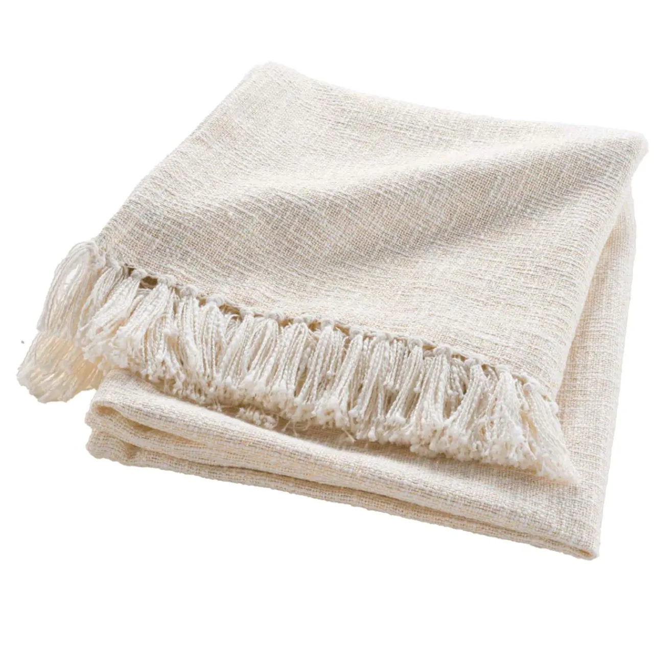douceur d'intu017drieur Plaid coton doux (125 x 150 cm) Ziggy Ecru Clearance