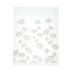 STOF Plaid coton recyclé doux (125 x 150 cm) Oriana Ecru New
