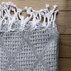 ENJOY HOME Plaid coton recyclé (130 x 160 cm) Dune Gris clair Sale