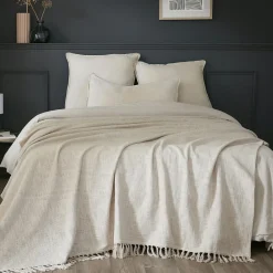 L'EFFET PAPILLON Plaid coton (180 x 220 cm) Sixtine Beige Online