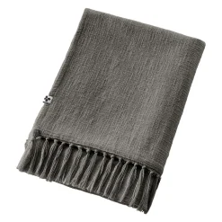 L'EFFET PAPILLON Plaid coton (180 x 220 cm) Sixtine Gris ardoise Gris foncé Sale
