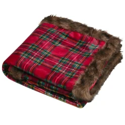 STOF Plaid de Noël en flanelle (130 x 160 cm) Carreaux Tartan et vert Rouge Online
