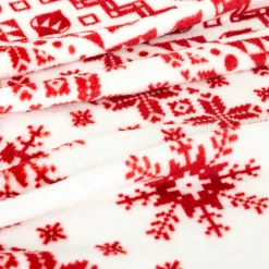 JJA Plaid de Noël (180 x 130 cm) Flocons de neige et blanc Rouge Clearance