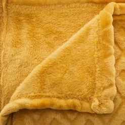ATMOSPHERA Plaid doux (150 cm) 3D Losange Jaune ocre Hot