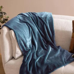 Atmosphera, cru017dateur d'intu017drieur Plaid doux flanelle (180 x 230 cm) Cuddly Bleu foncé Bleu marine Hot