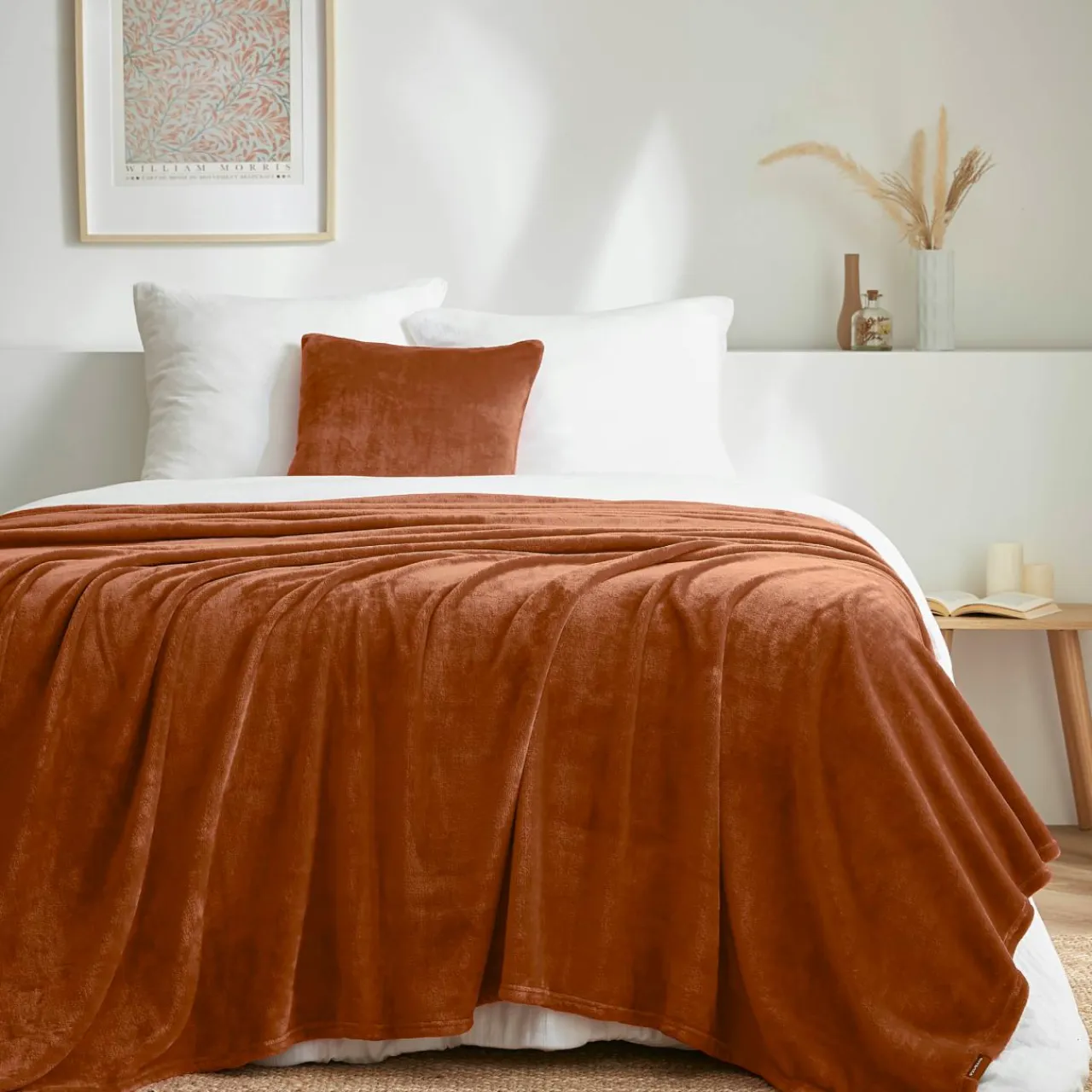EMINZA Plaid doux flanelle (220 x 240 cm) Didou Cuivre Online