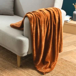 EMINZA Plaid doux flanelle (130 x 180 cm) Didou Cuivre Best
