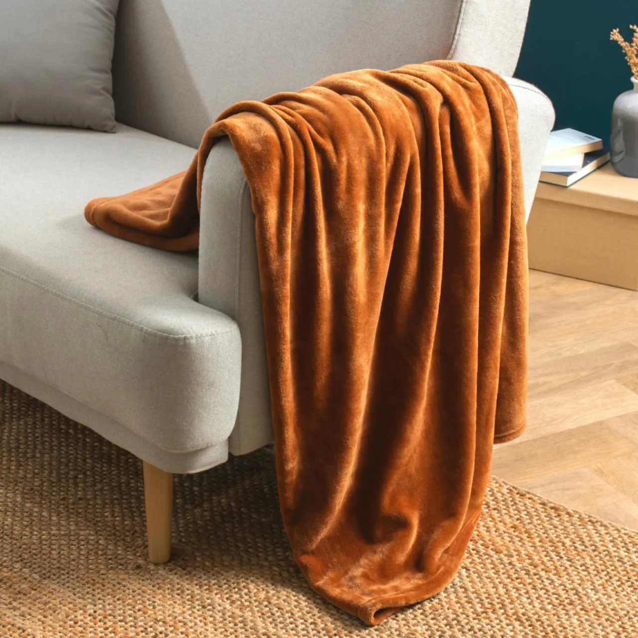 EMINZA Plaid doux flanelle (130 x 180 cm) Didou Cuivre Best