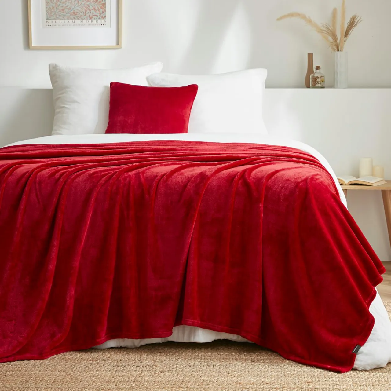 EMINZA Plaid doux flanelle (180 x 230 cm) Didou Rouge Clearance