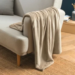 EMINZA Plaid doux flanelle (130 x 180 cm) Didou glacé Marron Best