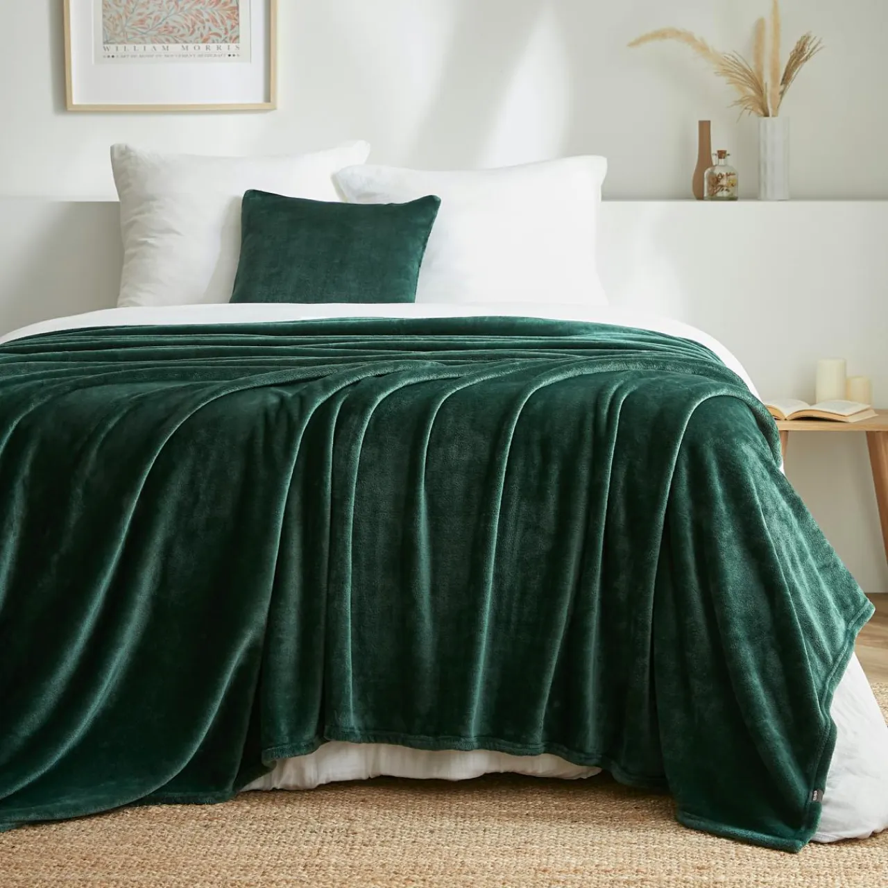EMINZA Plaid doux flanelle (180 x 230 cm) Didou Vert Best