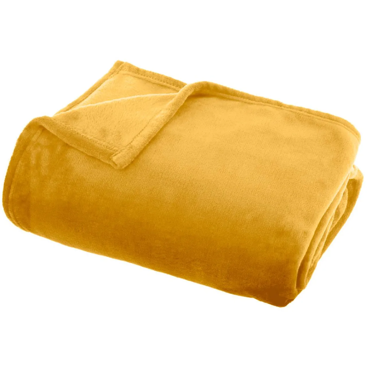 EMINZA Plaid doux flanelle (130 x 180 cm) Didou Jaune moutarde New