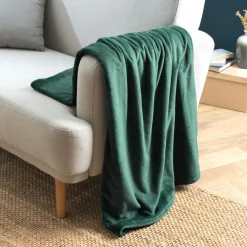 EMINZA Plaid doux flanelle (130 x 180 cm) Didou Vert