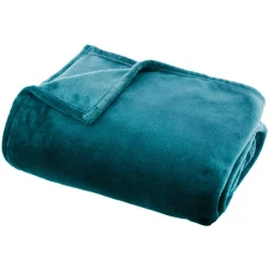 EMINZA Plaid doux flanelle (125 x 150 cm) Didou Bleu canard New