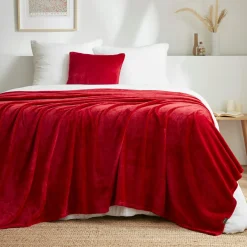 EMINZA Plaid doux flanelle (220 x 240 cm) Didou Rouge Best
