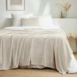 EMINZA Plaid doux flanelle (180 x 230 cm) Didou grège Beige Sale