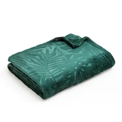 EMINZA Plaid doux flanelle (130 x 180 cm) Flore Vert Hot