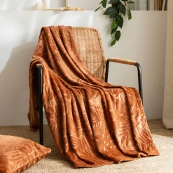 EMINZA Plaid doux flanelle (125 x 150 cm) Flore Cuivre Best
