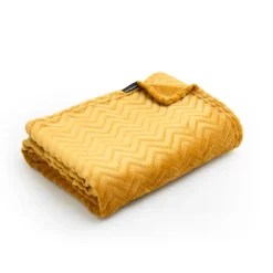 EMINZA Plaid doux flanelle (125 x 150 cm) Zag Jaune moutarde Discount