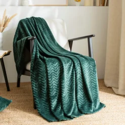 EMINZA Plaid doux flanelle (130 x 180 cm) Zag Vert Hot