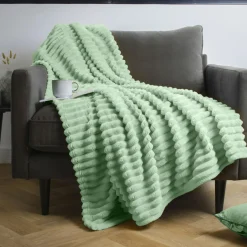 EMINZA Plaid doux (125 x 150 cm) Dune Vert sauge Discount
