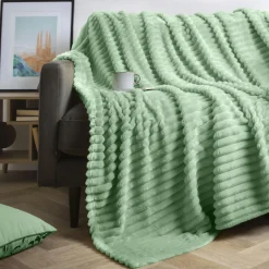 EMINZA Plaid doux (220 x 240 cm) Dune Vert sauge Clearance