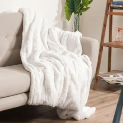 ATMOSPHERA Plaid doux (180 x 230 cm) Manoir Blanc