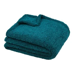LOVELY CASA Plaid doux (180 x 220 cm) Montreal Bleu pétrole Outlet