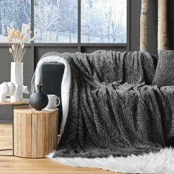 DOUCEUR D'INTERIEUR Plaid fausse fourrure (150 cm) Toronto Taupe foncé Sale
