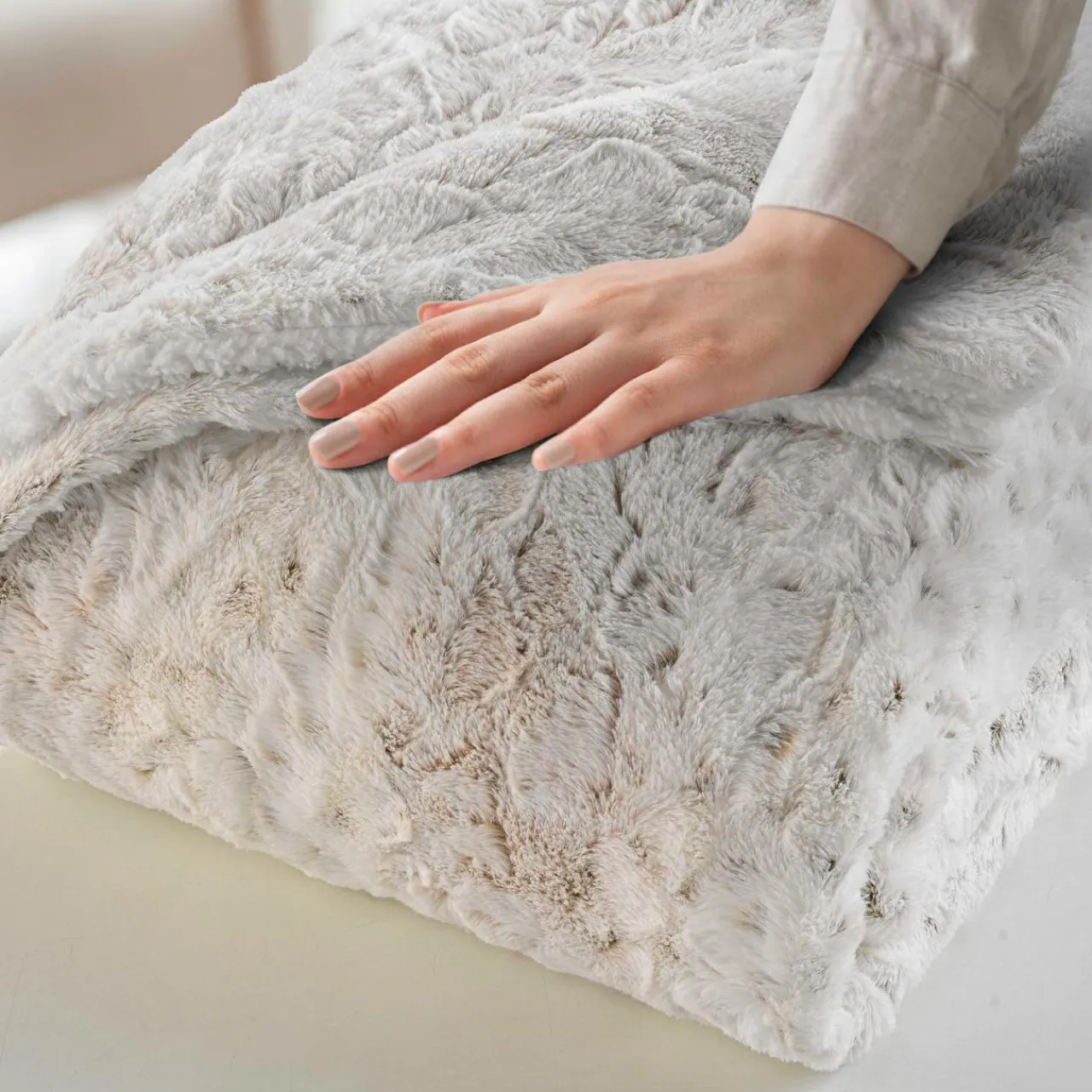 douceur d'intu017drieur Plaid fausse fourrure (220 x 240 cm) Alaska Ecru Best