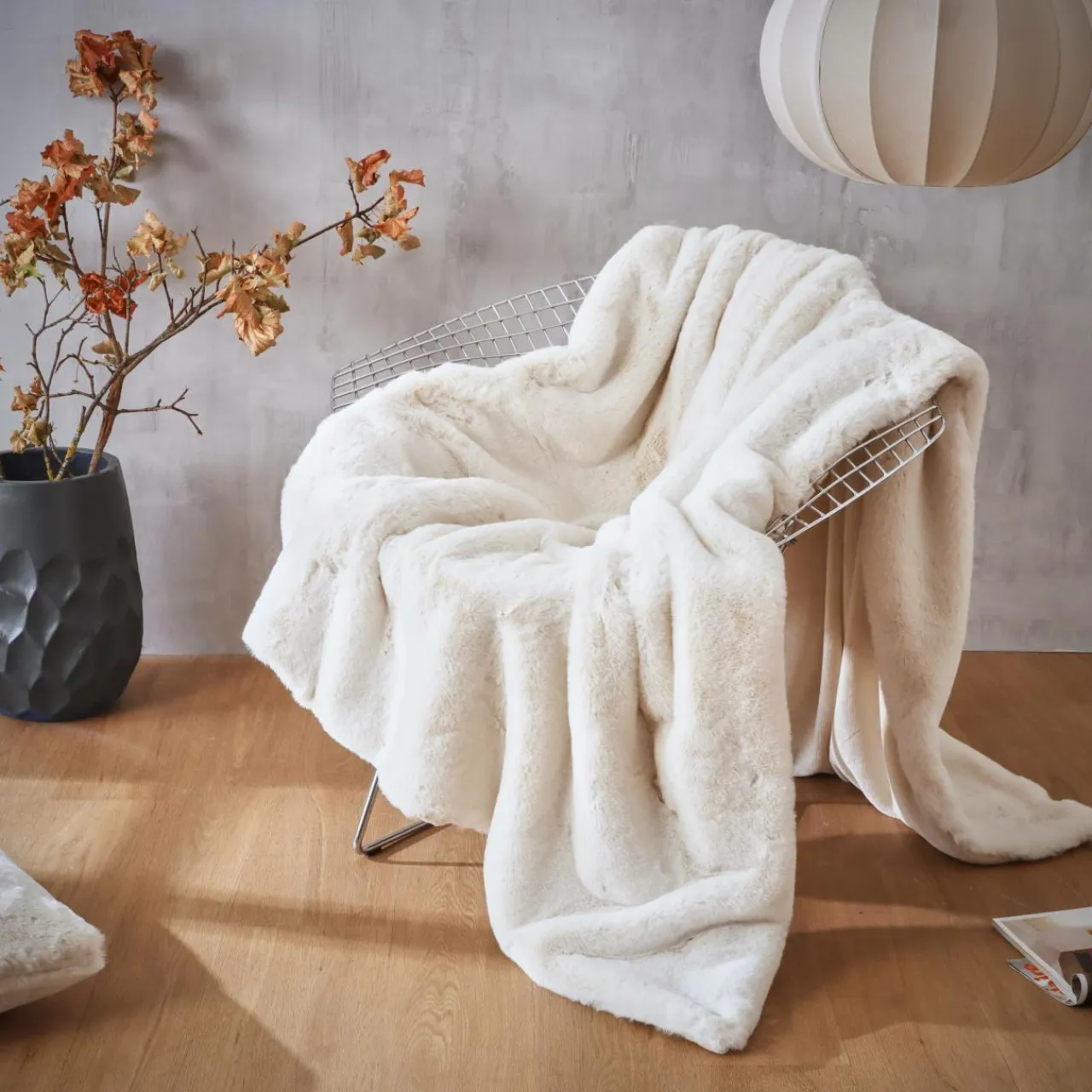 EMINZA Plaid fausse fourrure (140 x 200 cm) Finn Blanc Clearance