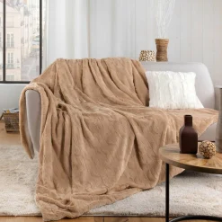 douceur d'intu017drieur Plaid fausse fourrure (125 x 150 cm) Foxy Taupe