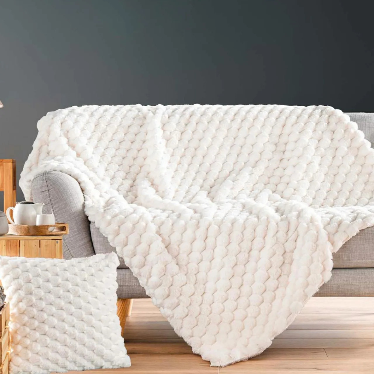 douceur d'intu017drieur Plaid fausse fourrure (220 x 240 cm) Frosty Ecru Outlet