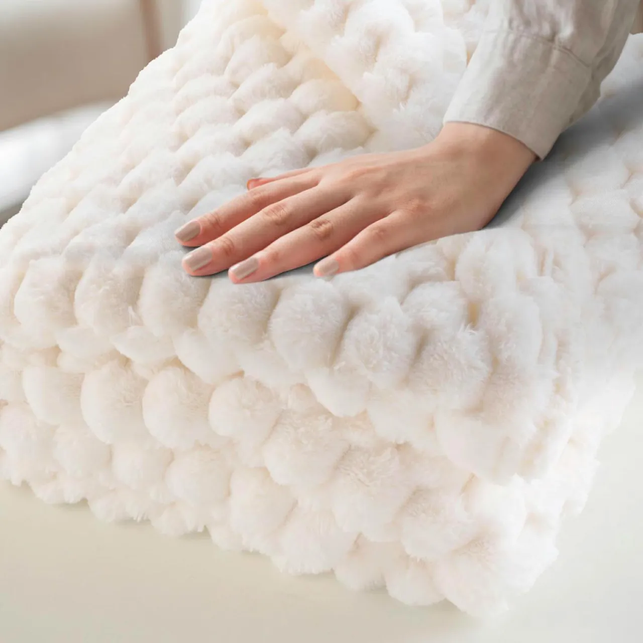 douceur d'intu017drieur Plaid fausse fourrure (220 x 240 cm) Frosty Ecru Outlet