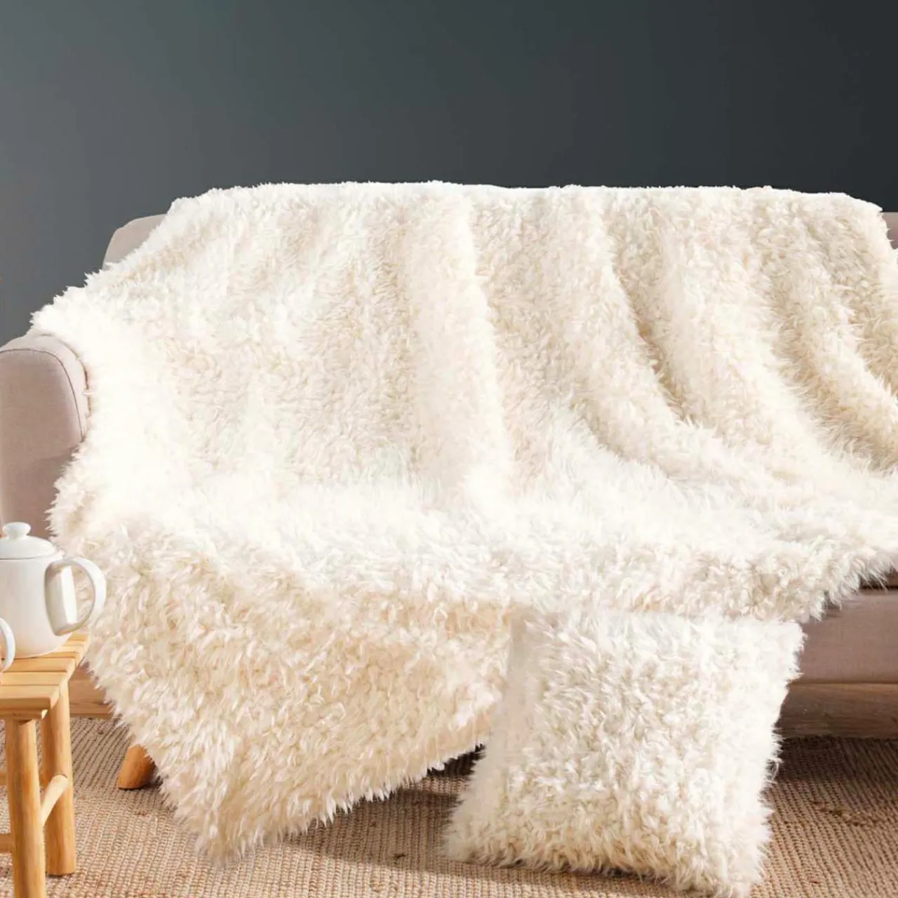 douceur d'intu017drieur Plaid fausse fourrure (220 x 240 cm) Mouton Ecru Online