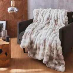 EMINZA Plaid fausse fourrure (180 x 220 cm) Toronto Taupe Best