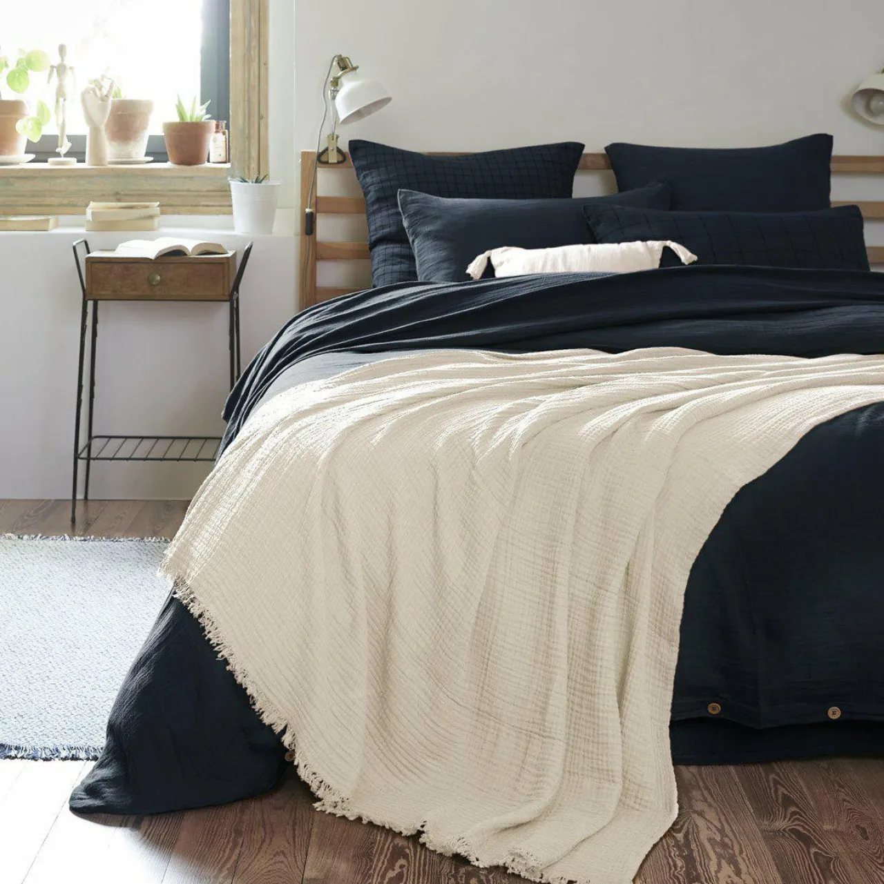EMINZA Plaid gaze de coton (180 x 220 cm) Gaïa pampa Beige Sale