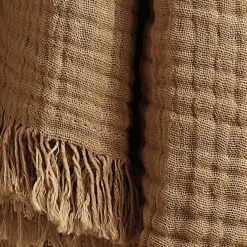 EMINZA Plaid gaze de coton (130 x 160 cm) Gaïa Camel Clearance
