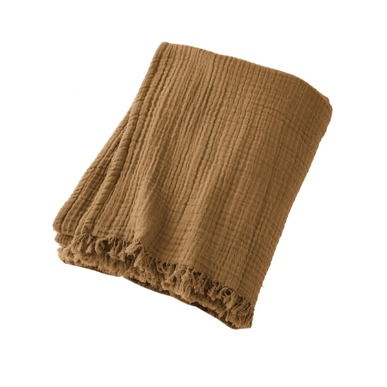 EMINZA Plaid gaze de coton (130 x 160 cm) Gaïa Camel Clearance