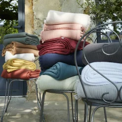 EMINZA Plaid gaze de coton (130 x 160 cm) Gaïa Camel Clearance