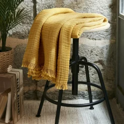 EMINZA Plaid gaze de coton (130 x 160 cm) Gaïa Jaune safran Sale