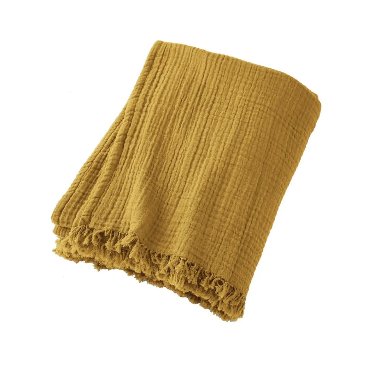 EMINZA Plaid gaze de coton (130 x 160 cm) Gaïa Jaune safran Sale