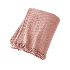 EMINZA Plaid gaze de coton (130 x 160 cm) Gaïa Rose Pêche