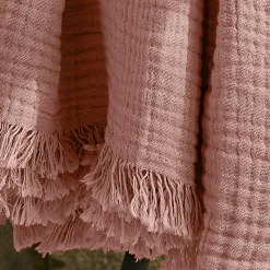 EMINZA Plaid gaze de coton (180 x 220 cm) Gaïa Rose Pêche Hot