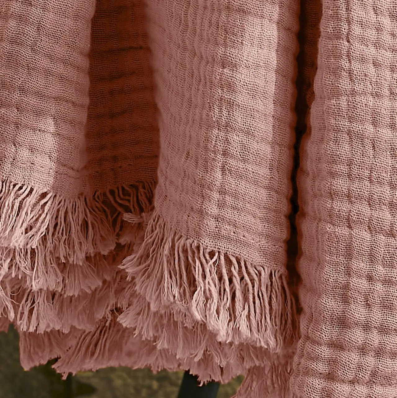 EMINZA Plaid gaze de coton (180 x 220 cm) Gaïa Rose Pêche Hot